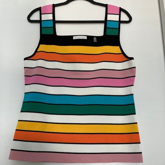 Elie Tahari Multicolor Striped Knit Tank Top | Premium Viscose Blend - Picture 11 of 16